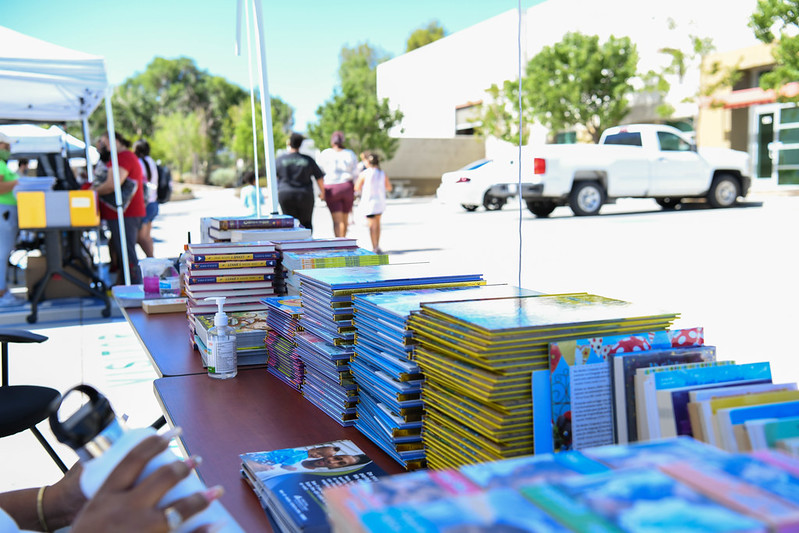 Stacks of children's book ready to give for a distribution.